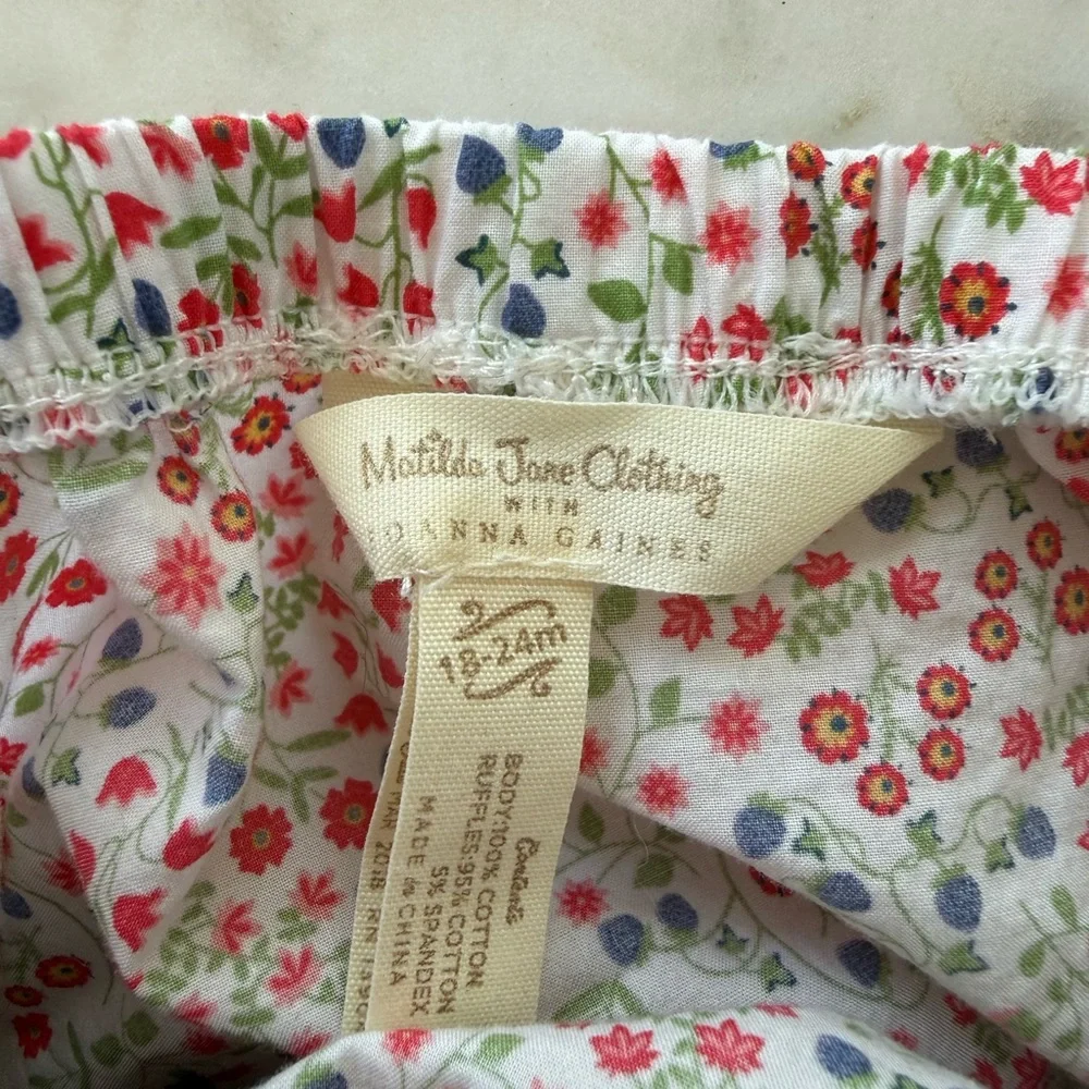 Matilda Jane White Floral Diaper Cover with Pink, Red & Blue Flowers